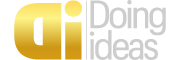 Logotipo dorado y plateado de Doing Ideas Corp, agencia especializada en marketing digital, desarrollo web y soluciones tecnológicas.