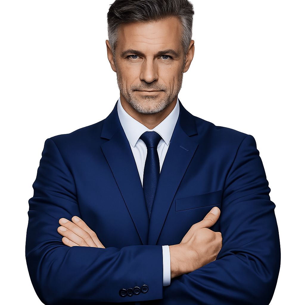 Experienced personal injury attorney in New York wearing a blue suit, professional legal representation for accident victims